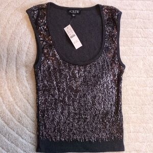J. Crew Sparkling Charcoal Sequin Tank Top